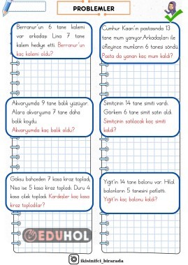 Matematik  Toplama Çıkarma Problemler