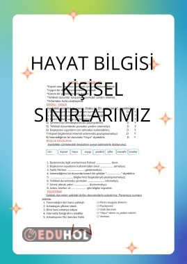 HAYAT BİLGİSİ PEKİŞTİRME ÇALIŞMASI