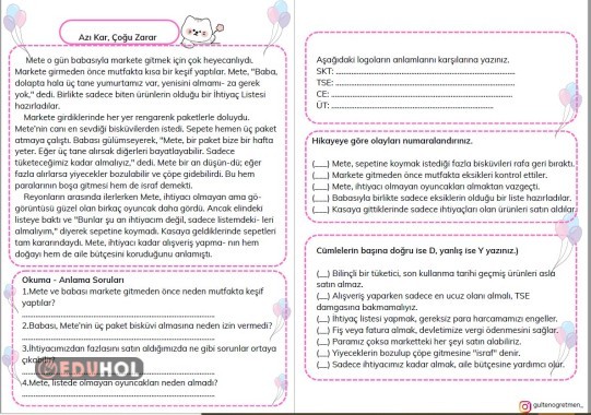 HİKAYELER İLE HAYAT BİLGİSİ KONULARI