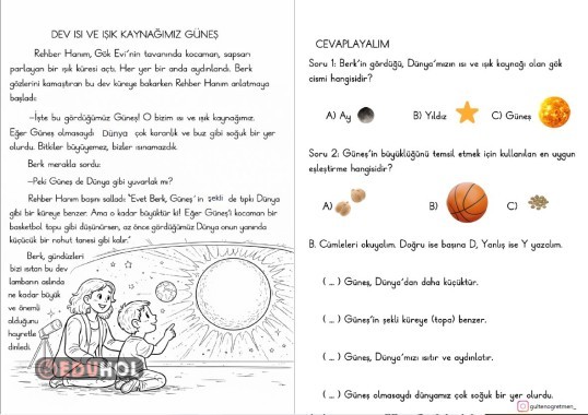 HİKAYELERLE HAYAT BİLGİSİ ( GÜNEŞ)