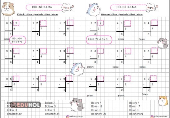 KALANLI VE KALANSIZ BÖLME İŞLEMİNDE BÖLENİ BULMA