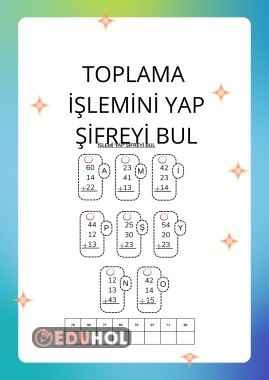 TOPLAMA İŞLEMİNİ YAP ŞİFREYİ BUL