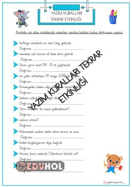 YAZIM KURALLARI TEKRAR ETKİNLİĞİ