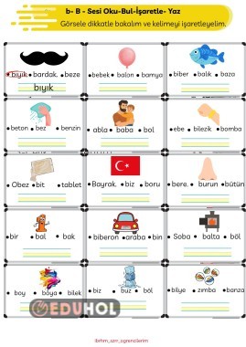 B Sesi Oku -Bul-İşaretle-Yaz