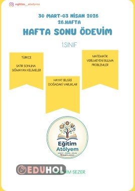 Birinci Sınıflar Hafta Sonu Ödevim