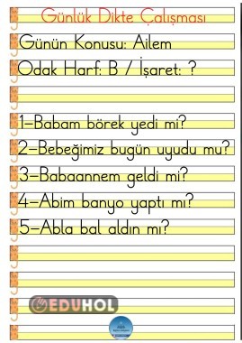 Günlük Dikte Çalışması