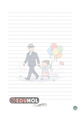 23 Nisan Fligranlı Etkinlik Kağıdı ( Çizgili Sayfa )