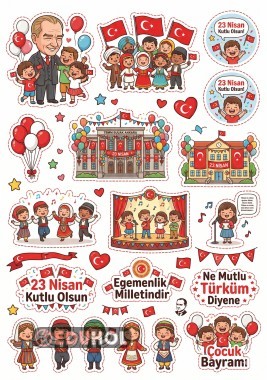 23 Nisan Sticker Seti ( 3 Farklı Sayfa )