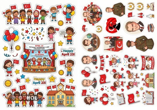 23 Nisan Ve Atatürk Sticker Şablonları