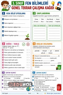 3 sınıf fen bilgisi genel değerlendirme çalışması