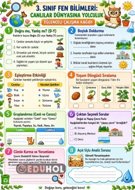 3 sınıf fen bilimleri canlılar dünyasına yolculuk