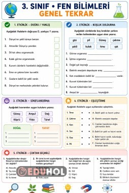 3.sınıf fen genel bir değerlendirme etkinliği(basit)