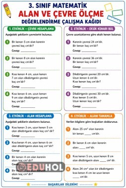 3.sinif matematik çevre ve alan hesaplama
