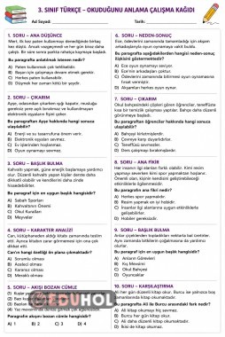 3 sınıf Türkçe paragraf
