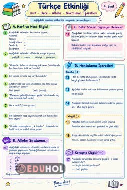 Türkçe çalışma kağıdı açık uçlu