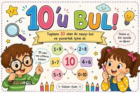 Toplamı 10 olan sayı çiftlerini bul ve yuvarlak içine al.