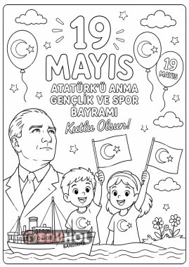 19 MAYIS ATATÜRK Ü ANMA GENÇLİK VE SPOR BAYRAMI BOYAMA SAYFASI