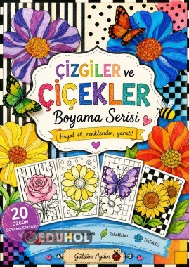 Çizgiler ve Çiçekler Boyama Kitabı