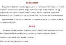 4. SINIF DOĞAL AFETLER KONU ÖZETİ