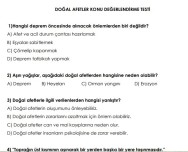 4. SINIF DOĞAL AFETLER KONU TESTİ