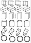 Geometrik cisimler kes, boya, yapıştır