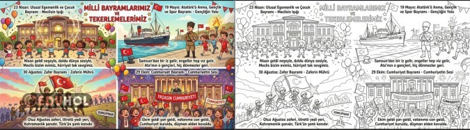 MİLLİ BAYRAMLAR TEKERLEME VE BOYAMA SAYFASI