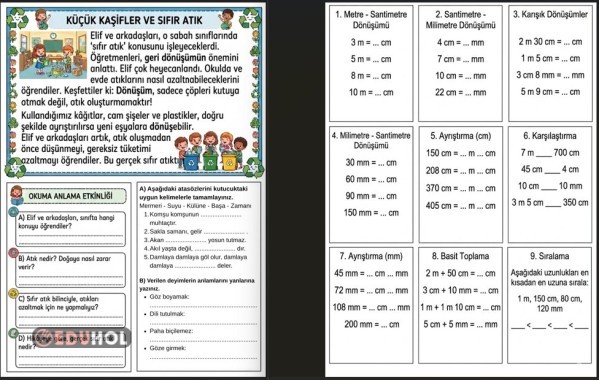 TÜRKÇE-MATEMATİK ETKİNLİK (SIFIR ATIK-UZUNLUK ÖLÇME)