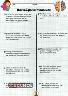 Bölme İşlemi Problemleri (20 Soru)