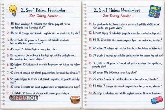 Bölme Problemleri Zor Düzey Sorular