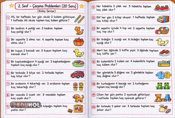 Kolay Seviye Çarpma Problemleri (20 Soru)