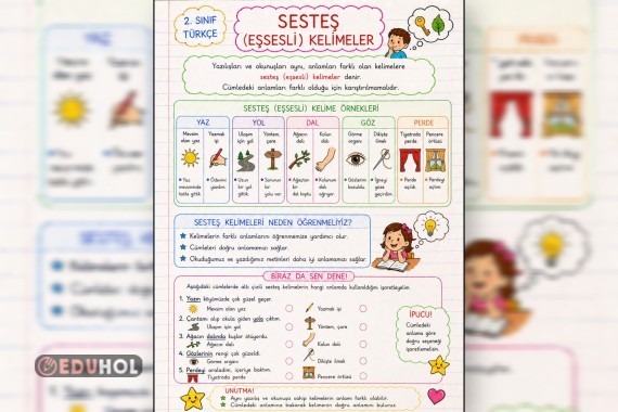 Sesteş (Eşsesli) Kelimeler Defter Notu
