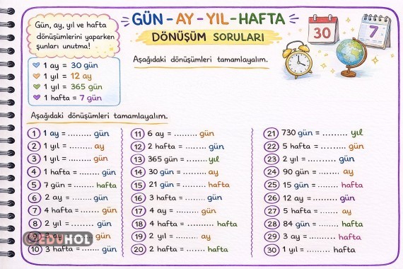 Zaman Ölçüleri Dönüşüm Soruları