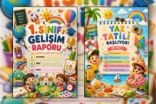 1.Sınıf Gelişim Raporu (Karne) Kapakları (Ön ve Arka Kapak) 3