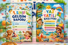 1.Sınıf Gelişim Raporu (Karne) Kapakları (Ön ve Arka Kapak) 4