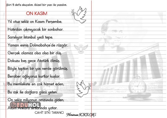 10 KASIM-Şiir Okuma-Yazma