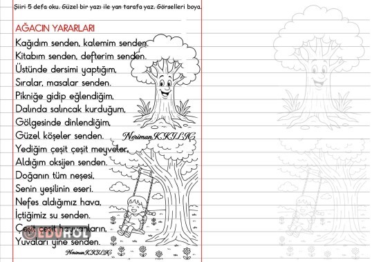 AĞACIN YARARLARI-Şiir Okuma-Yazma