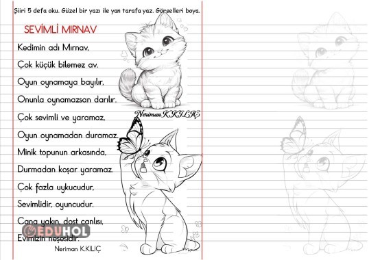 ÇİZGİLİ DEFTER  Etkinlikleri-Sevimli Mırnav