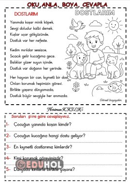 HAYVANLARI KORUMA GÜNÜ-Okuma-Anlama