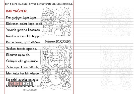 KAR YAĞIYOR-Şiir Okuma-Yazma-2