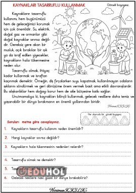KAYNAKLARI TASARRUFLU KULLANMAK-Okuma-Anlama Etkinliği-3