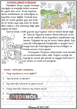 KAYNAKLARI TASARRUFLU KULLANMAK-Okuma-Anlama Etkinliği-4