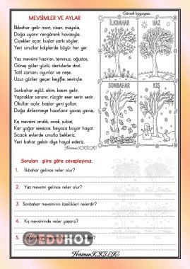 MEVSİMLER ve AYLAR-Okuma-Anlama Etkinliği-1