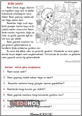 RESİM SANATI-Okuma-Anlama Etkinliği