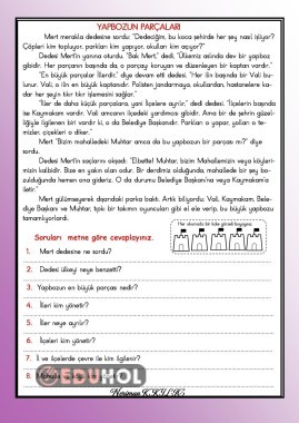 YAPBOZUN PARÇALARI- Okuma-Anlama