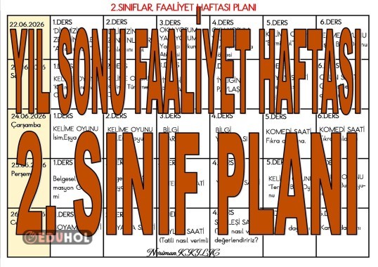 YIL SONU FAALİYET HAFTASI PLANI