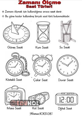 ZAMANI ÖLÇME-Saat Çeşitleri Boyama Sayfası