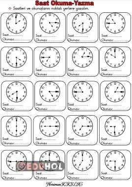 ZAMANI ÖLÇME-Saat Okuma-Yazma-1