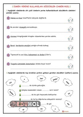 4. SINIF TÜRKÇE İSMİN YERİNE KULLANILAN SÖZCÜKLER/ZAMİR-ADIL