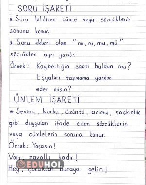 NOKTALAMA İŞARETLERİ DEFTER NOTU