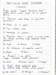 2. SINIF KOLAY MİNİ DENEME SINAVI